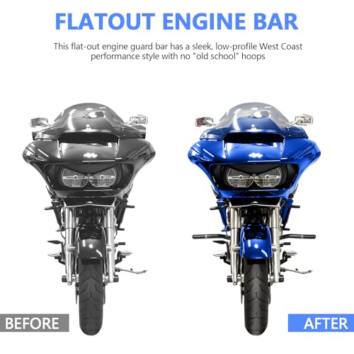 Motorcycle Front Engine Guard Crash Bar Bumper Protector with Flat Washer Flat Out Bar Compatible with Harley Davidson Street Glide Road Glide Road King Electra Glide Trike Glide 2009-2013 Black
