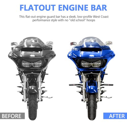 Motorcycle Front Engine Guard Crash Bar Bumper Protector with Flat Washer Flat Out Bar Compatible with Harley Davidson Street Glide Road Glide Road King Electra Glide Trike Glide 2009-2013 Black