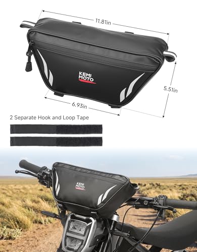 KEMIMOTO Upgraded 2.5L Motorcycle Handlebar Bag Universal Waterproof Front Tool Storage Bag Bicycle Handlebar Bag Compatible with Sur-Ron Light Bee X and S X160 X260 Talaria Sting Electric Dirt Bike - color: Silver