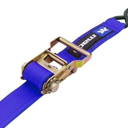 2" x 6' ATV & Motorcycle Ratchet Strap Pack - 4 Tie-Down S-Hook Straps, Soft Loops, Strap Bands & Duffle Bag - 3,335 lb. WLL - Blue - color: blue