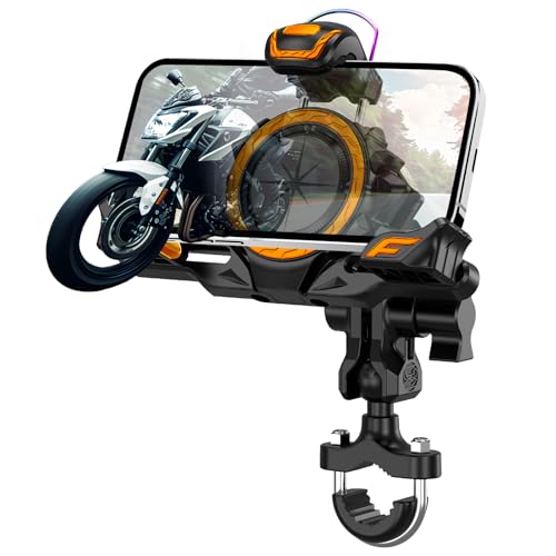 Motorcycle Phone Mount Holder，Bicycle Phone Mount,Metal Extension Arm-Dual Vibration Dampener,Suitable for Handlebar and Rearview Mirror Installation,Clamp for 4.7-7.2" Smartphone - color: orange