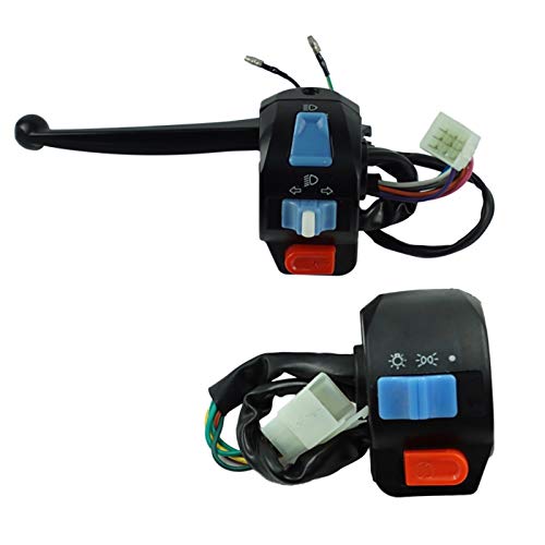 XDF 1 Pair 12V Waterproof Motorcycle Left and Right Handlebar Control Switch Horn Turn Signal Compatible for Chinese GY6 50cc 125cc 150cc Moped Scooter (Size: One Lever)