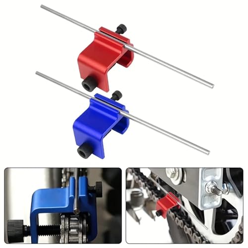Motorcycle Chain Oiler 2sets Motorcycle Chain Alignment Tool Quick Precise Sprocket Adjustment(Red) - color: Red