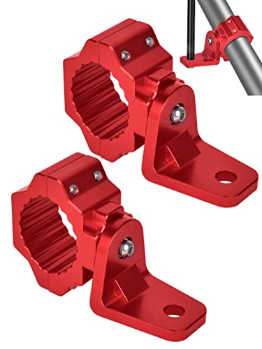 ZIDIYORUO 2pcs Red UTV Flag Whip Light Mount & 360° Rotating Bracket for 1.75"-2" Roll Cage, Heavy Duty Aluminum Alloy Clamp Compatible with Polaris RZR, Can-Am Maverick, Jeep - color: Red, size: 2 pcs