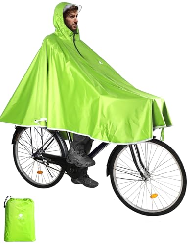 ANYOO Waterproof Rain Poncho Bike Bicycle Rain Capes Lightweight Compact Reusable for Adults - color: Greenyellow