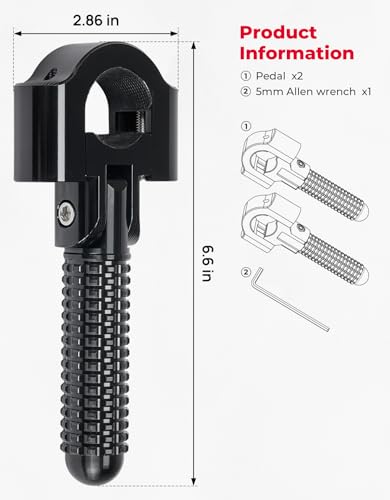 KEMIMOTO Folding CNC Highway Pegs Universal Fit 7/8"-1.25" Crash Bar Footpegs Compatible with Ninja 500 400 Tenere 700 TW200 22mm-32mm Motorcycle Highway Footrest for Sport Bike Dual Sport Adventure