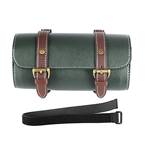 YIBO Motorcycle Fork Bag Quick Release Bag Side Bag Waterproof Universal Tool Bag American Bicycle Side Bag Leather Small Tool Bag (Green 1) - color: Green 1