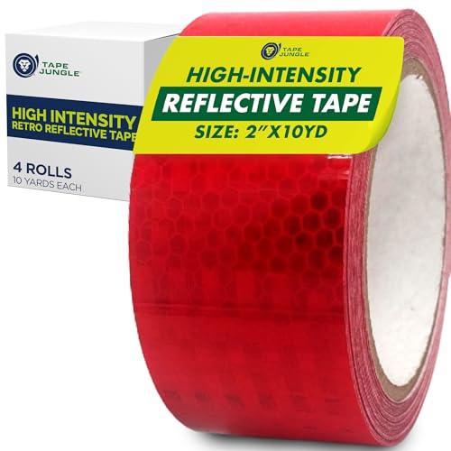High Intensity Retro Reflective Tape (HXREF) [4 Rolls] 2" (50mm) x 10 yds Red - color: Red, size: 2"(50mm) [4 rolls]
