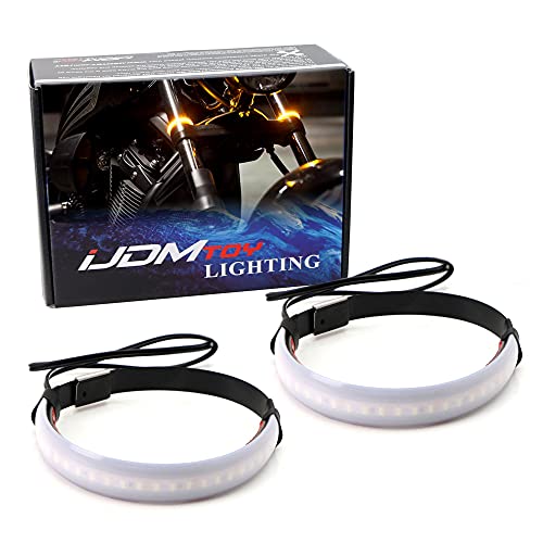iJDMTOY Universal Wrap Around Mount Amber LED Turn Signal Light Strips Compatible with Motorcycle Fork or ATV UTV Rollbar - color: Amber