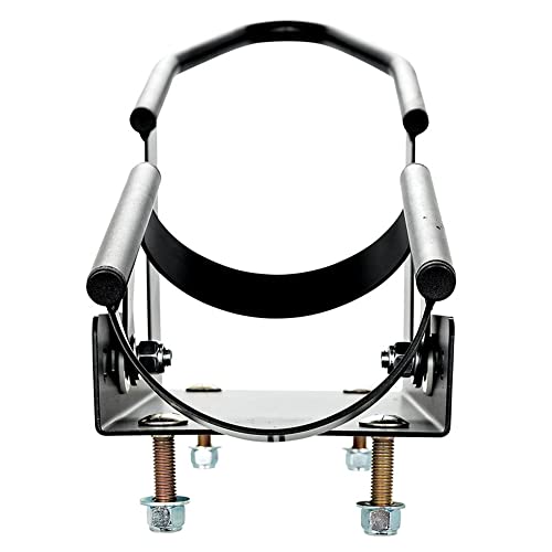 Camco Steel Universal Tire Fit Motorcycle Wheel Chock Mount for Truck Bed or Trailer Floor, Includes 2 Handlebar Straps