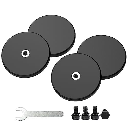 Magnetpro 4 Pieces Strong Rubber Coated Mounting Magnets Anti-Scratch, 30 LBS of Adhesive Power, Magnetic Assembly Base for Light Strips and Additional Mirrors the Outdoor Area - size: 30LB - M4 Female 4P