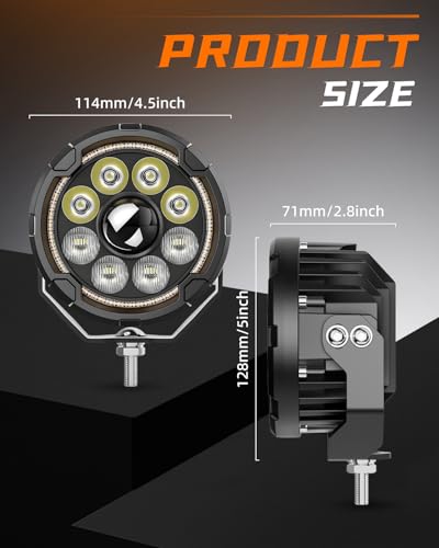 CO LIGHT 4.5 Inch Motorcycle Fog Lights 120W White/Yellow Auxiliary Lights with Hilo Beam Amber DRL LED Pod Lights with Amber Cover and Wiring Harness for Motorcycle ATV UTV Night Riding ADV Touring - color: D040