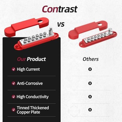RVBOATPAT Power Distribution Block 12V 150A 1/4" Stud Marine Bus Bar 12 Volt DC Battery Busbar for Boat Automotive Solar Wiring - style: A Pair