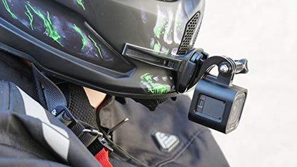 Universal Motorcycle Helmet Camera Mount, Snowmobile, Full Face Helmet Chin Mount for GoPro Compatible with Shoei, Ruroc, HJC, and More