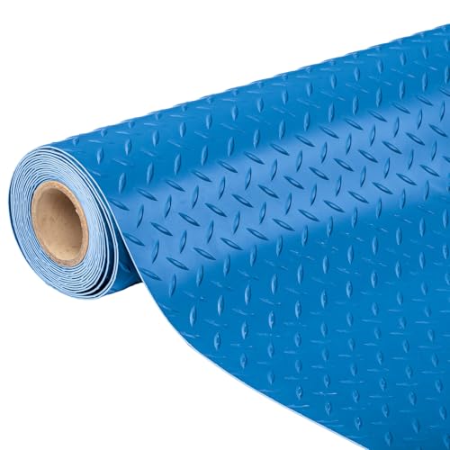 Bonnlo 7.5x17 FT Garage Floor Mat for Under Car,Thickened PVC Roll Floor mats，Waterproof Non Slip Parking Mat,Blue - color: Blue, size: 7.5'x17'