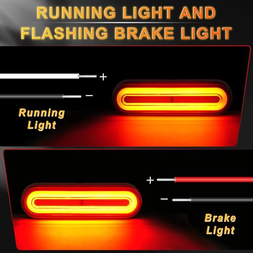 iFunyLED Motorcylce LED Dual Color Tail Light,12V-80V Super Bright for Turn Signal Brake Driving light, Fits for ATV Scooter Bike Truck Trailer and Golf Car (Pack of 1)