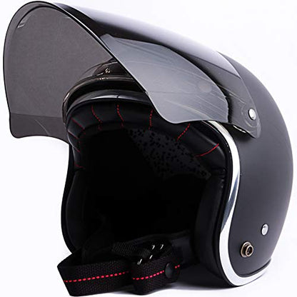 Universal 3 Snap-Button Visor for Open Face Motorcycle Helmet Wind Shield Flip Up Down (Smoke) - color: Smoke