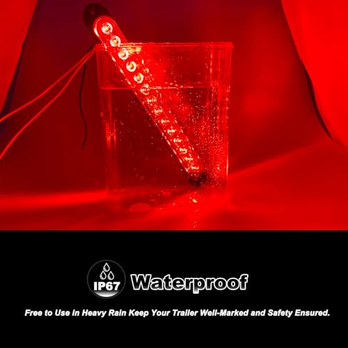 10" LED Trailer Brake Lights Bar Strip Aluminum Alloy Base Red Stop Turn Identification Side Marker Tail Lights Assembly for Truck Marine Boats, 15 LEDs 2Pcs - color: Red