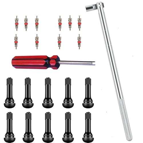 TR414 Valve Stem Puller Setup Toolkit 1 x Valve Core Remover 1 x Valve Stem Installer 10 x Snap-in Valve Stems with Valve Stem Cores (22pcs)