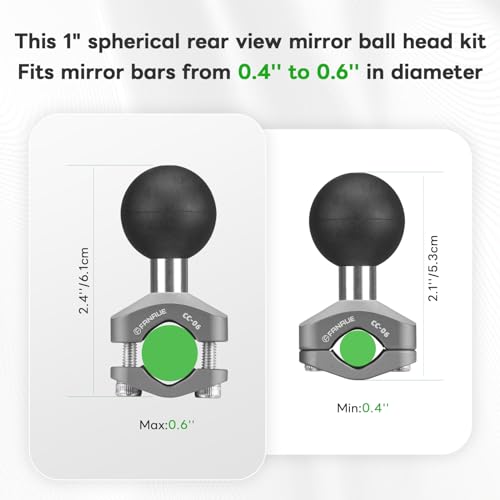 FANAUE Aluminum Alloy Handlebar Clamp Mount U-Bolt Base with 1'' Ball for Rails, Compatible with RAM Mounts B Size Double Socket Arm & Bike Phone Mount Holder