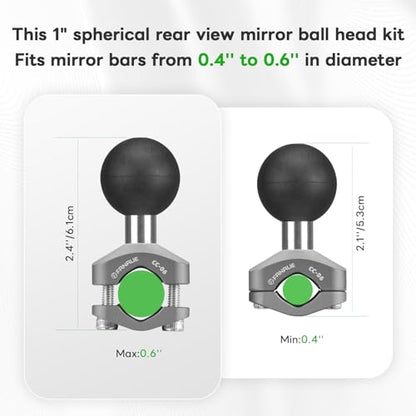 FANAUE Aluminum Alloy Handlebar Clamp Mount U-Bolt Base with 1'' Ball for Rails, Compatible with RAM Mounts B Size Double Socket Arm & Bike Phone Mount Holder