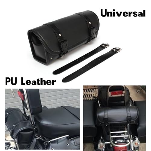 Shkalacar Universal Motorcycle Tool Bag, Fork Bag Saddlebag with Adjustable Straps, Compatible with Honda Kawasaki Suzuki Yamaha - color: Black