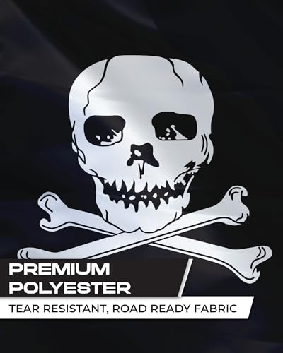 AGAS Jolly Roger Pirate Motorcycle Flag 6x9 inch - Double-Sided Printed 2-Ply Durable Knitted Polyester - 0.75 inch Sleeve- Fits on 3/8" Mount Pole - color: Jolly Roger