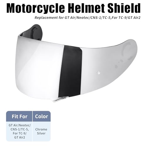 GT Air Visor Repalcement for GT Air 2, Outer Face Helmet Shield Compatible with CNS-1/Neotec/TC-5/TC-9 Accessories (Chrome Silver) - color: Chrome Silver
