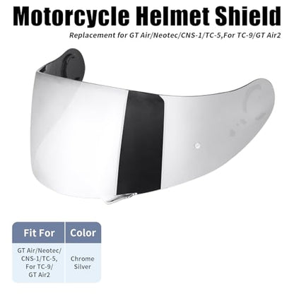GT Air Visor Repalcement for GT Air 2, Outer Face Helmet Shield Compatible with CNS-1/Neotec/TC-5/TC-9 Accessories (Chrome Silver) - color: Chrome Silver
