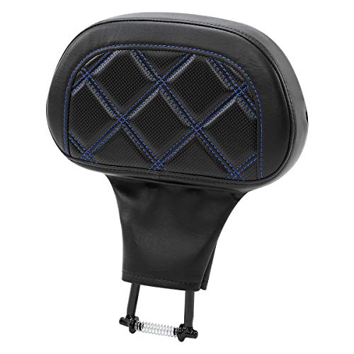 C.C. RIDER Rider Backrest Pad, Rider Sissy Bar fit for Harley 2009-later Touring Road King Street Glide Road Glide CVO Custom Bikes - color: Rider Backrest Black Blue