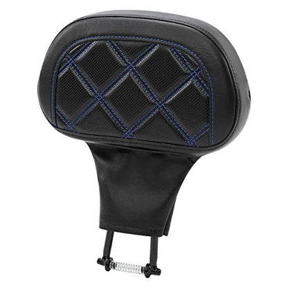 C.C. RIDER Rider Backrest Pad, Rider Sissy Bar fit for Harley 2009-later Touring Road King Street Glide Road Glide CVO Custom Bikes - color: Rider Backrest Black Blue