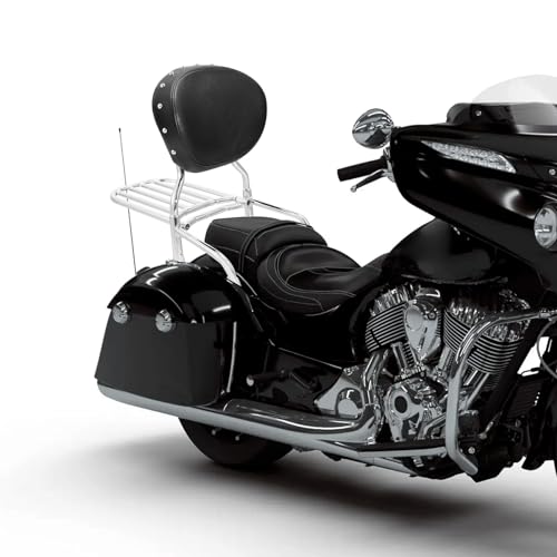 SLMOTO Motorcycle Quick Release Sissy Bar Passenger Backrest Pad Luggage Rack for Indian Chieftain Dark Horse 2016-2022 Roadmaster Classic 2017-2018 - color: Chrome Backrest + Black Sissy Bar