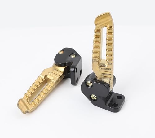 Mokuo Motorcycle Floding Footpegs in Aluminum Alloy Material Compatible with Yamaha Zuma Bws 125cc 2021+,Chinese Scooter Tank 150cc,1 Pair Footrest,Gold Color - color: Gold