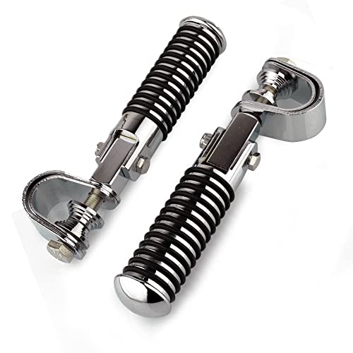 1" (25.4mm) -1.25" (32mm) Motorcycle Highway Engine Crash Bar Guard Foot Pegs Clamp Footrest Mount Rest Rubber For Harley Chopper Bobber Custom (Silver) - color: Silver