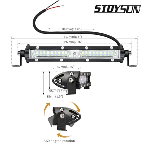 STDYSUN Ultra Slim Single Row LED Offroad Driving Fog Lights Bar 2Pcs 7Inch Waterproof Auxiliary Work Lights Grille Lights Bar fit for Motorcycle Truck Trator ATV UTV Golf Cart Boat Cars - size: White