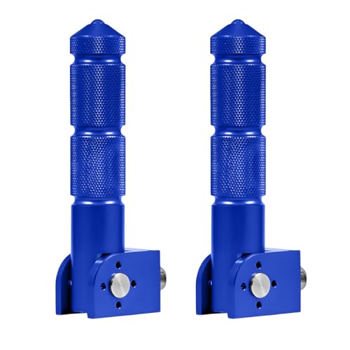 povtii 2 PCS Motorcycle Foldable Foot Pegs, 90 Degree Electric Motorbike Passenger Footrests Rearsets, 8MM Universal Motorcycle Bicycle Folding Passenger Footpeg Supports (Blue) - color: Blue