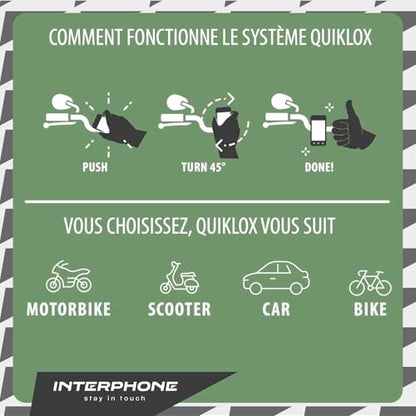 Interphone, Quiklox Universal Mobile Phone Waterproof Hardcase for Motorcycle, Bike and Car, Universal Waterproof Hard Case Smartphone with Protections on Screen and Corners, with Anti-Slip Straps - style: UNI KIT