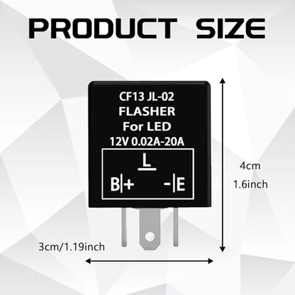 Flasher Relay for LED Turn Signal CF13 LED Flasher Relay 3-Pin 12V LED Electronic Turn Signal Flash Plugin Flasher for Lights Fix Hazard Warn Hyper Blink Flash CF-13 EP34 JL-02(Fixed) - size: CF13 Fixed