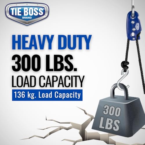 Tie Boss - 3/8 Inch, Heavy Duty, (300 lbs Working Load Limit), Weather Resistant, Tie Down, Rope Tightening System, (w/15 ft Rope) - Blue (Blue) - color: Blue