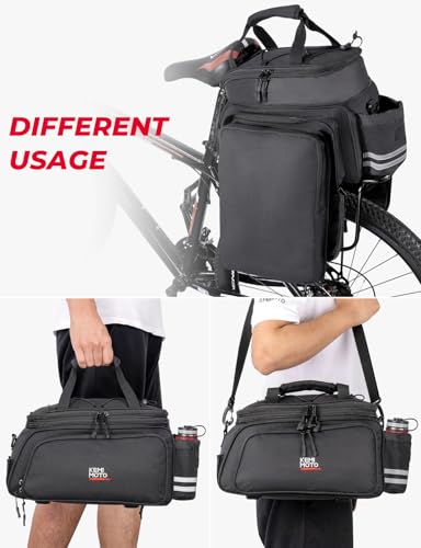 KEMIMOTO Bike Rear Rack Bag Bicycle Trunk Bag Expandable 10-20L Capacity Water Resistant Multifunctional Bicycle Pannier with Rain Cover Bike Saddle Bag for Rear Rack Shopping Commuter Cycling Trip - style: Classic