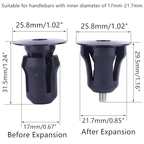 2 Pcs Aluminum Bike Handlebar End Plugs for Road Mountain Bike Handlebar Caps (Black) - color: Black