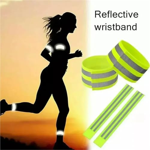 28PCS Reflect Straps for Night Walking Cycling Running Safety Reflector Tape Reflective Bands for Wrist Arm Ankle Leg High Visibility Green