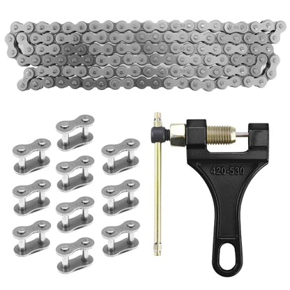 530 X-Ring 120 Links Drive Chain Universal Kit for 50/70/90/110/125/196/212cc Engines Fits SSR TaoTao Coolster Baja ATVs Mini Bikes Dirt Bikes Go-Karts and Includes Chain Breaker Tool