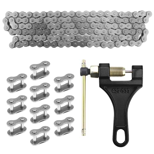 530 X-Ring 120 Links Drive Chain Universal Kit for 50/70/90/110/125/196/212cc Engines Fits SSR TaoTao Coolster Baja ATVs Mini Bikes Dirt Bikes Go-Karts and Includes Chain Breaker Tool