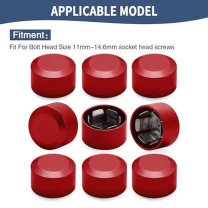 Bolt Covers Caps Engine Bolt Topper Cap Fit for Harley Twin Cam Touring Road King Street Glide Road Glide Dyna Softail FXBB Sportster 883 Trike (Red, 11mm-14.6mm)