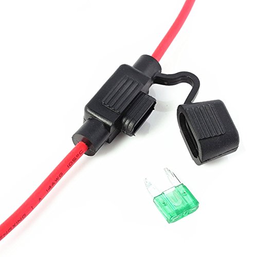 Car Inline Blade Fuse Holder Box In-Line AWG Wire Copper Waterproof Medium Size Black + Red (5PCS)