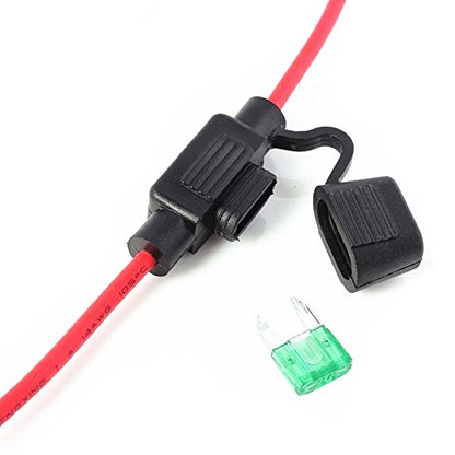 Car Inline Blade Fuse Holder Box In-Line AWG Wire Copper Waterproof Medium Size Black + Red (5PCS)