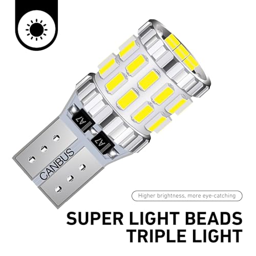 2 PCS T10 LED License Plate Light Bulbs, 3014-30SMD Super Bright 360 Degree Lights for Wide/Reading/Instrument, Universal for Most Cars, Trucks, SUVs (White#2402) - color: White#2402