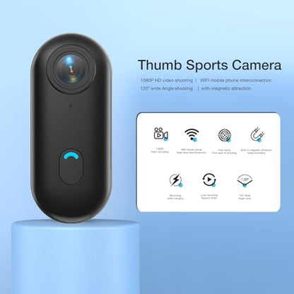 H7 128GB 1080P Thumb Action Camera, Mini Body Cameras, Wearable Pocket Vlogging Camera with Magnetic Lanyard, Small Portable Body Cam Helmet Cam for Work, Cycling, Travel, Pet Walking(128G) - size: 128G