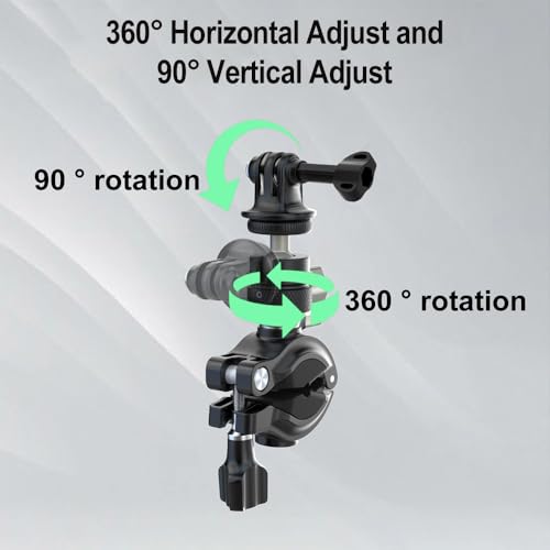 Bike Motorcycle Handlebar Mount with Metal Ball Head 1/4" Screw for GoPro Max Hero 13 12 11 10,DJI Osmo 360/Nano,Action 6/5/4,Procket 2/3,Insta360 X5 X4 X3 GO 3 Ace Pro GO Ultra Camera Clamp